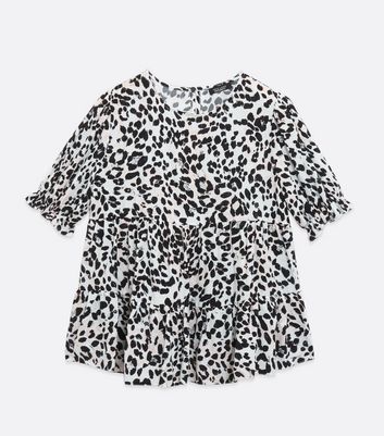 Image of Maternity Black Leopard Print Tiered Peplum Top New Look