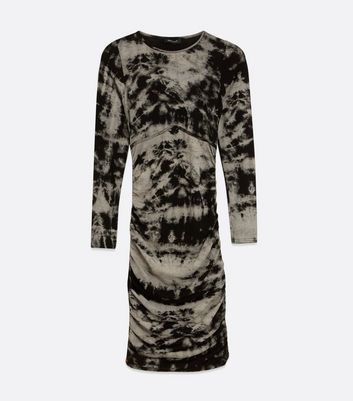 black and grey tie dye dress