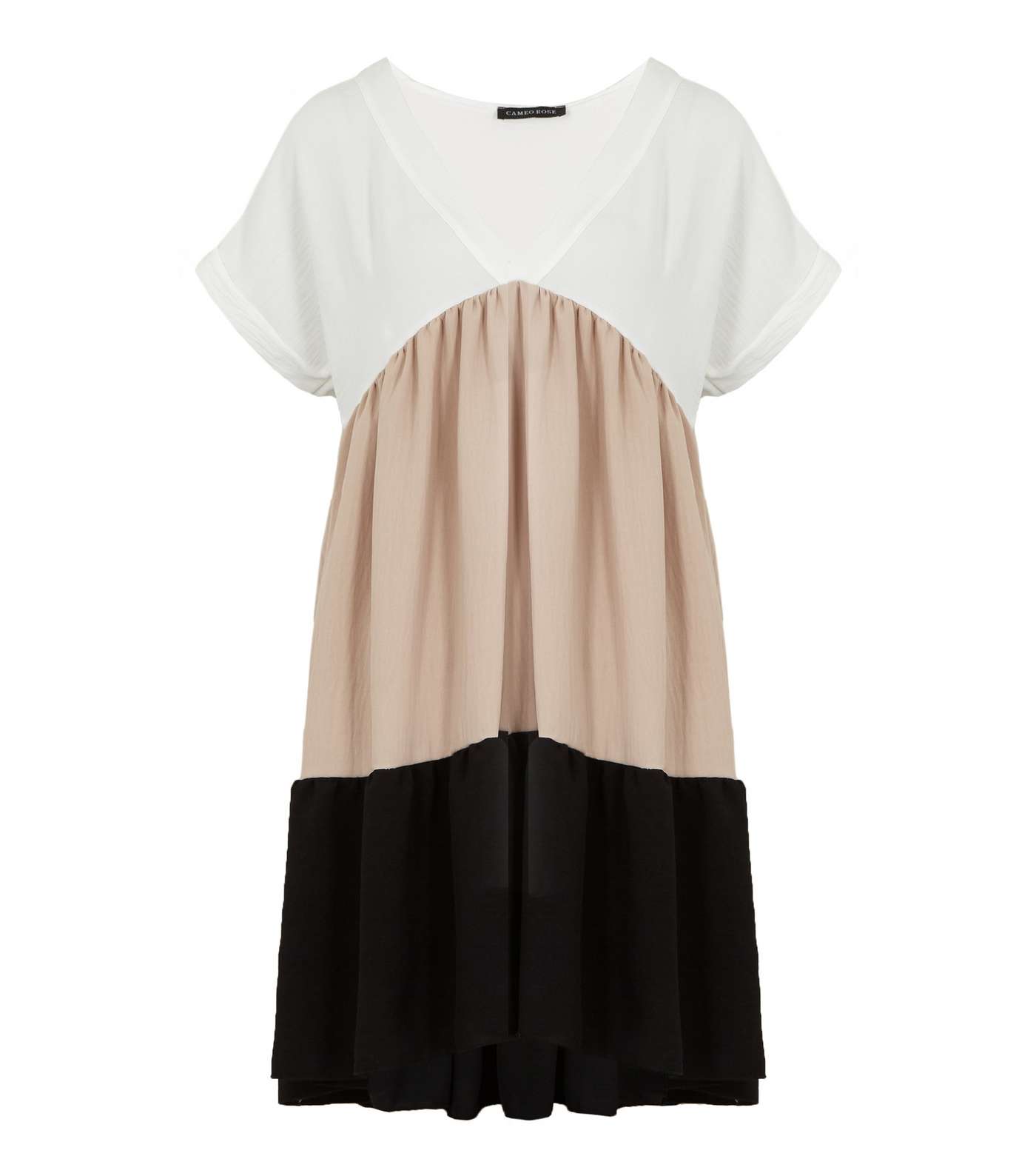 Cameo Rose White Colour Block Short Sleeve Dress
