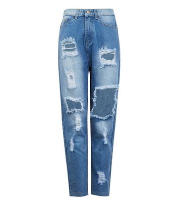 blue ripped mom jeans womens