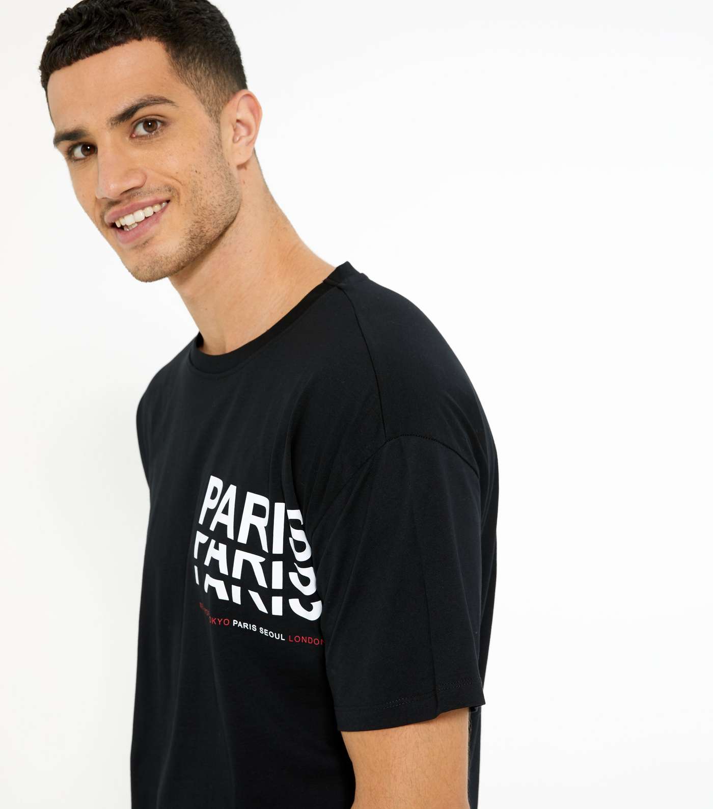 Black Short Sleeve Paris Logo T-Shirt Image 3