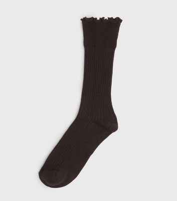 Image of Black Frill Trim Socks New Look
