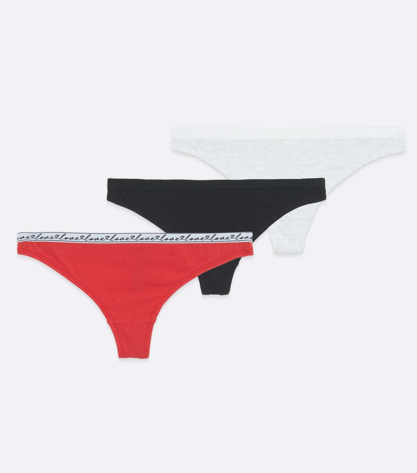 3 Pack Black White and Red Love Logo Thongs Image 5