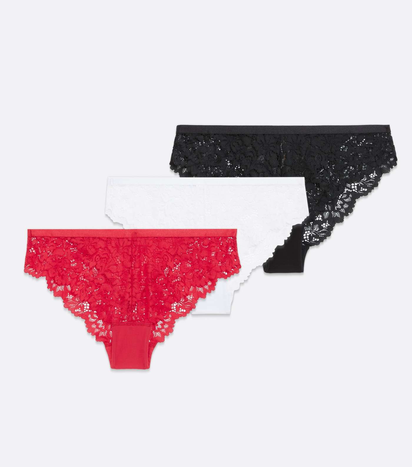 3 Pack Red White and Black Lace Briefs Image 5