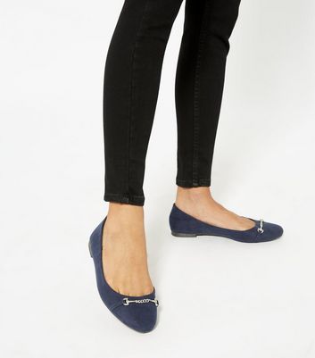 new look navy ballet pumps