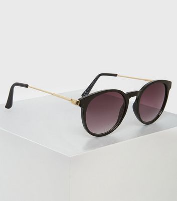 Image of Black Retro Circle Sunglasses New Look
