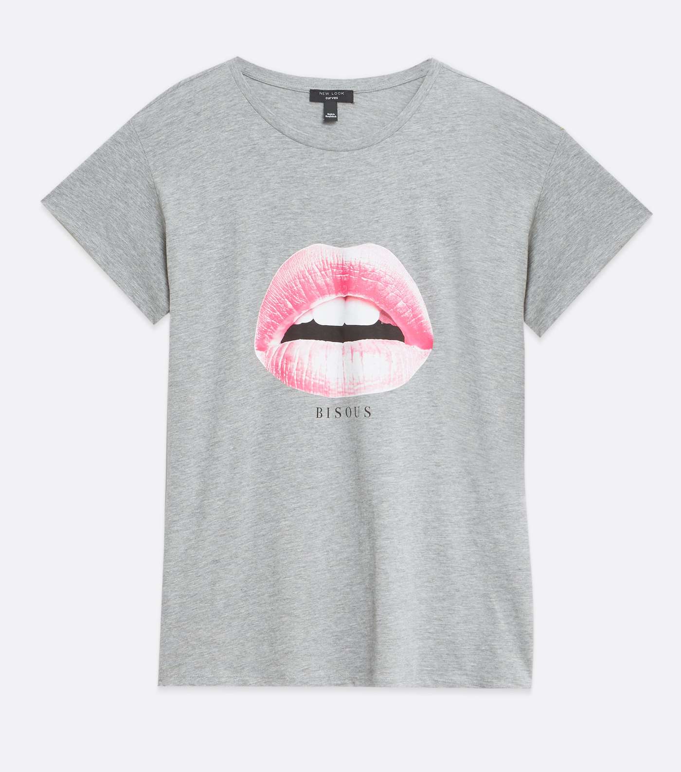 Curves Grey Bisous Lips Logo T-Shirt Image 5