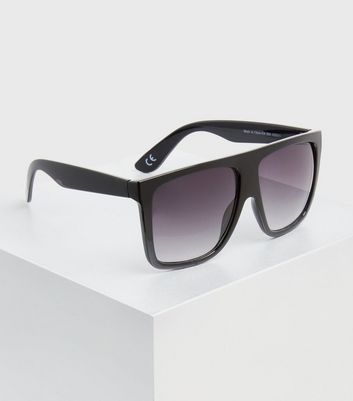 Image of Black Flat Top Square Sunglasses New Look