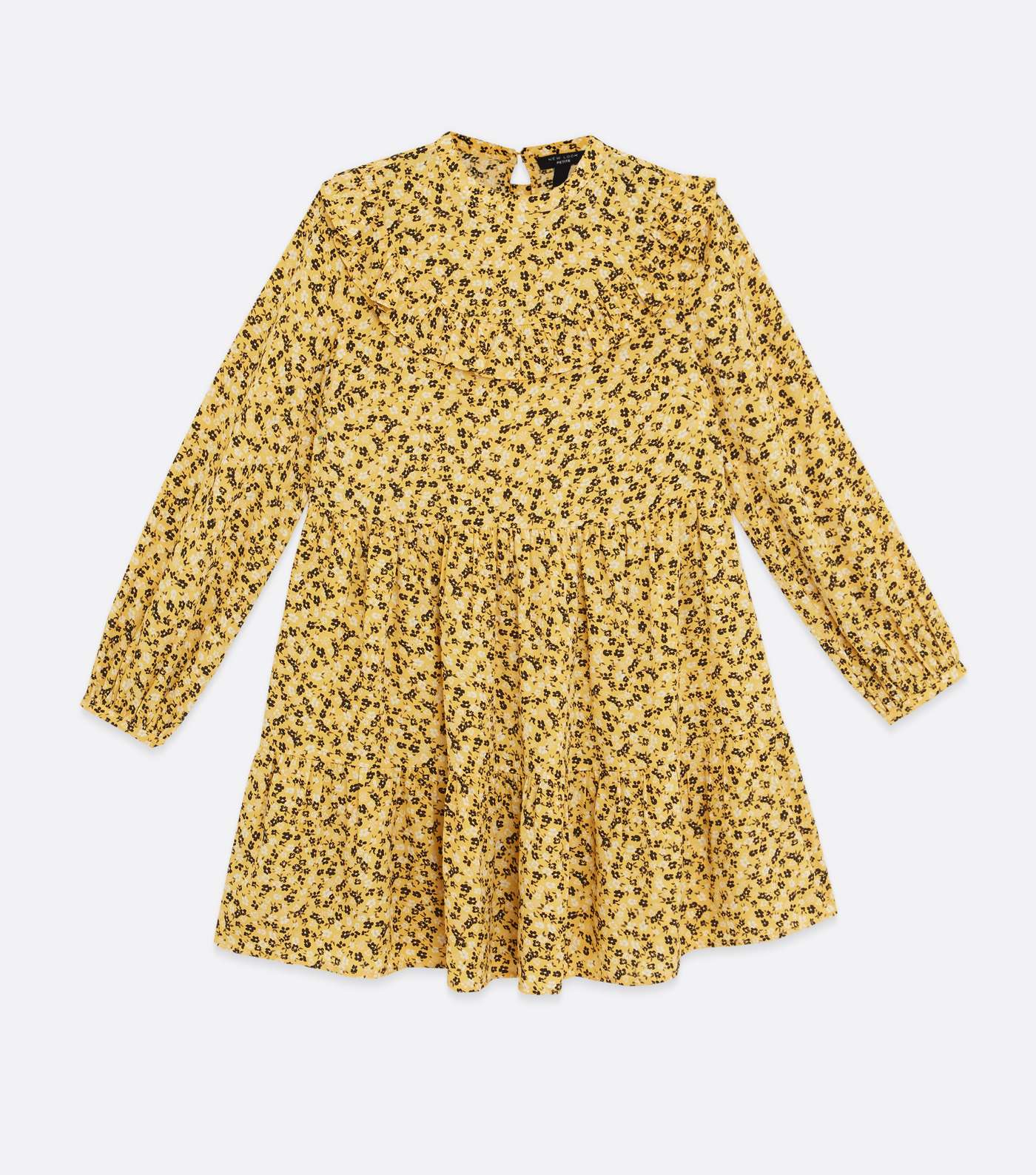 Petite Yellow Ditsy Floral Frill Smock Dress Image 5