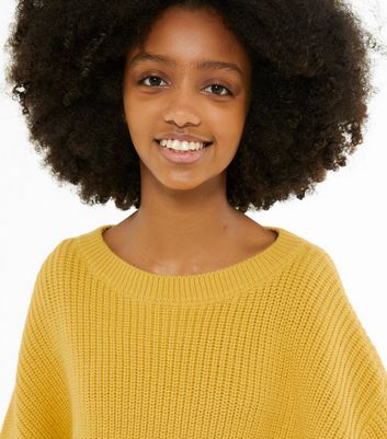 Girls Mustard Batwing Jumper New Look