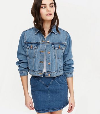 Puff sleeve denim jacket new sale look