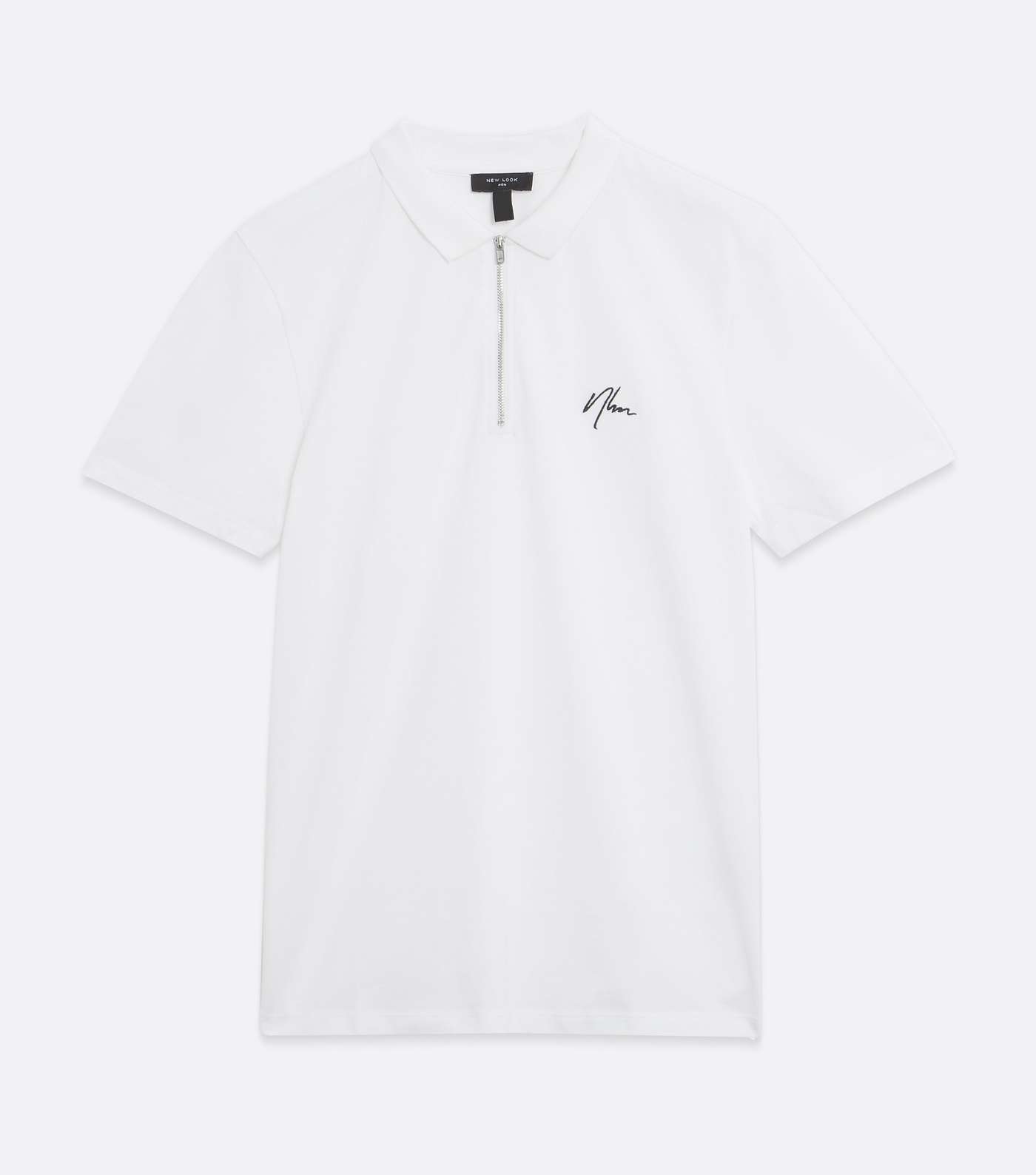 White NLM Embroidered Zip Polo Shirt Image 5