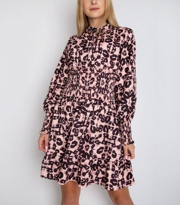 pink leopard print dress new look