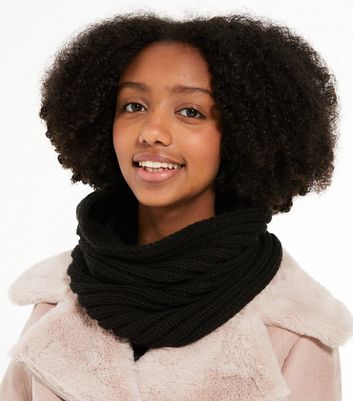 Girls Black Ribbed Knit Snood | New Look