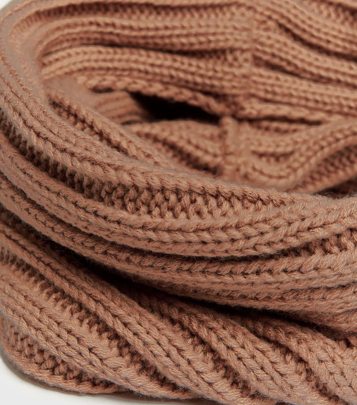 Girls Camel Ribbed Knit Snood Image 3