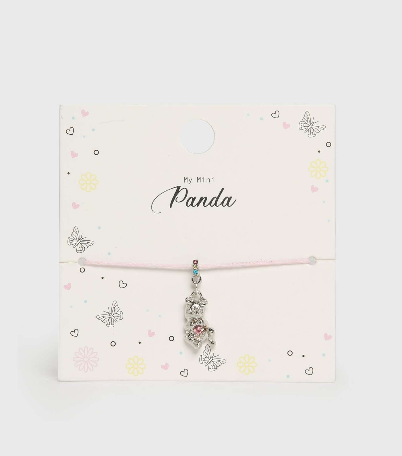 Girls Silver Panda Gem Charm Bracelet