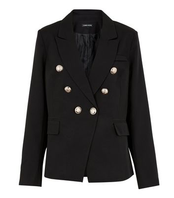 Cameo Rose Black Military Button Blazer 