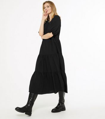 puff sleeve midi dress new look