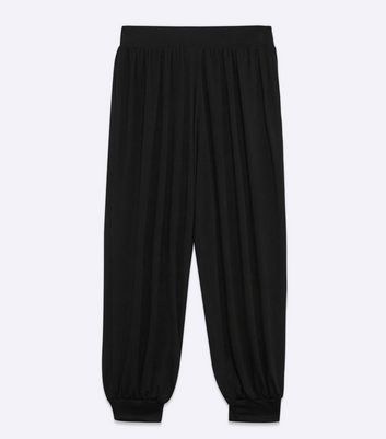 Image of Tall Black Jersey Harem Trousers New Look