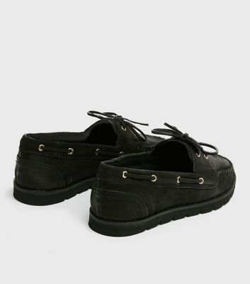 Image of Black Leather Lace Up Shoes New Look