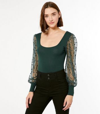 dark green mesh top