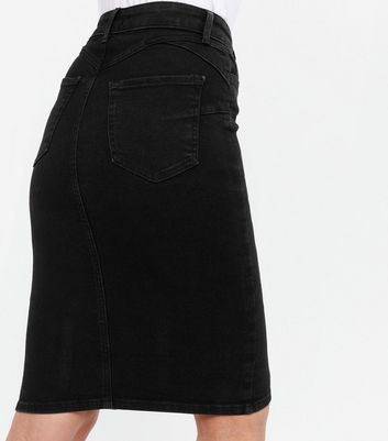 elastic waist denim skirt new look