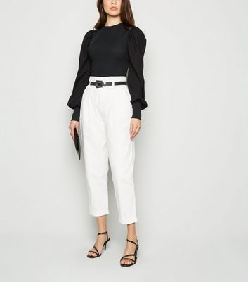Off White High Waist Belted Jeans | New 