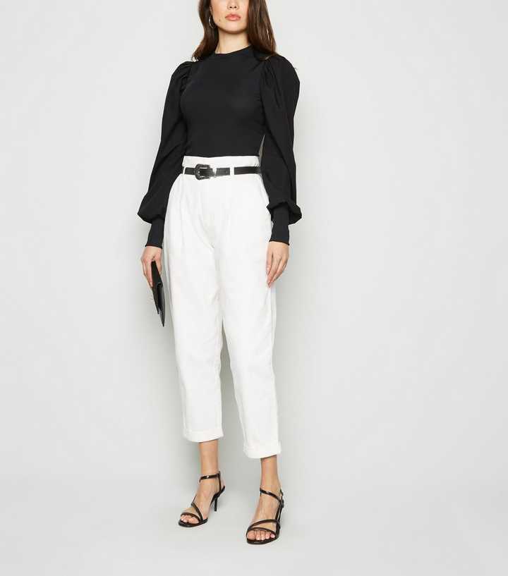 Off White High Waist Belted Jeans