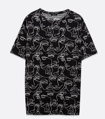 H&M Long Top white-black allover print casual look Fashion Tops Long Tops 