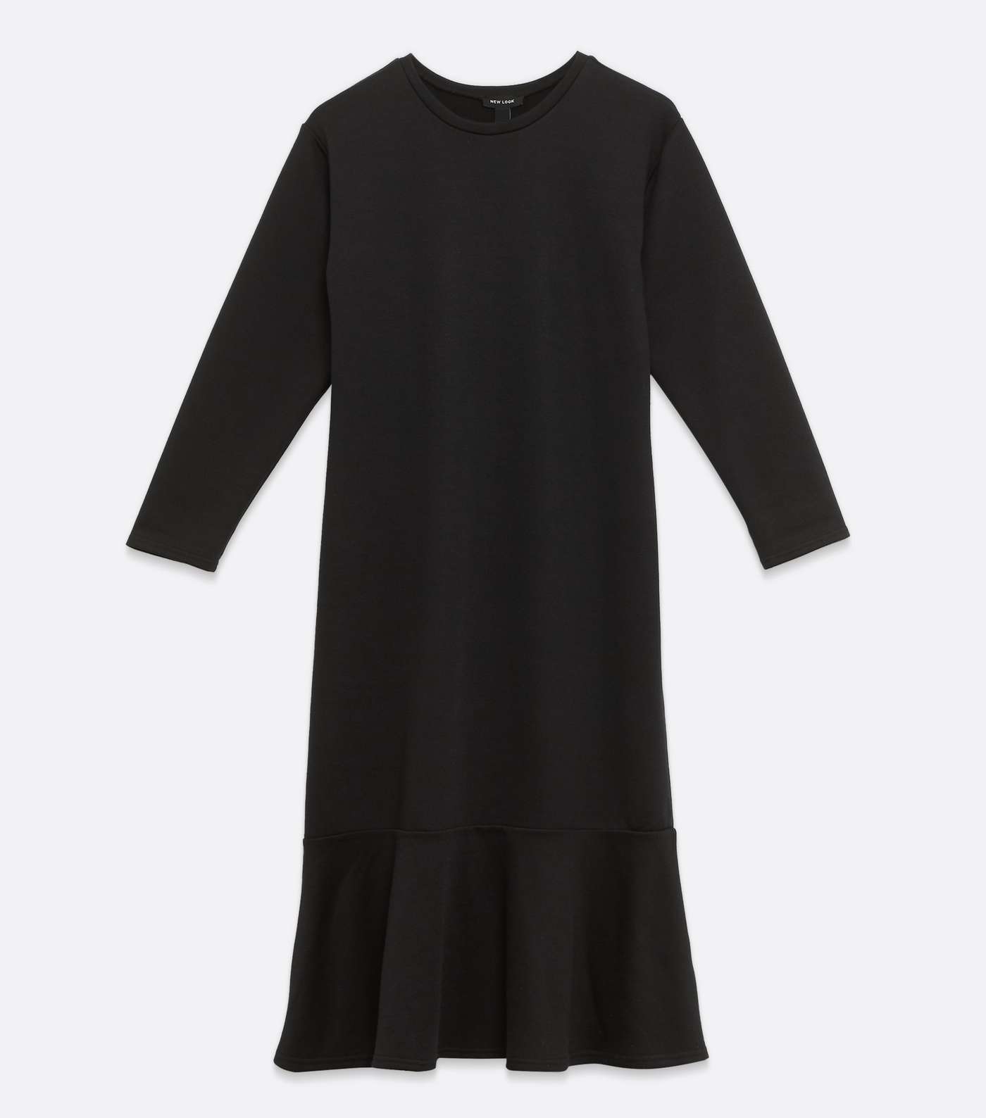 Black Ruffle Midi Sweatshirt Dress  Image 5