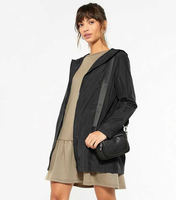 Black Hooded Packable Mac