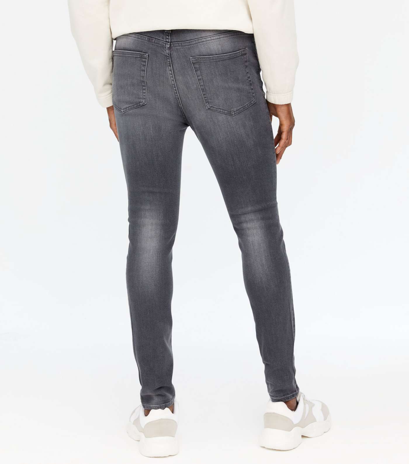Grey Washed Super Skinny Stretch Jeans Image 4