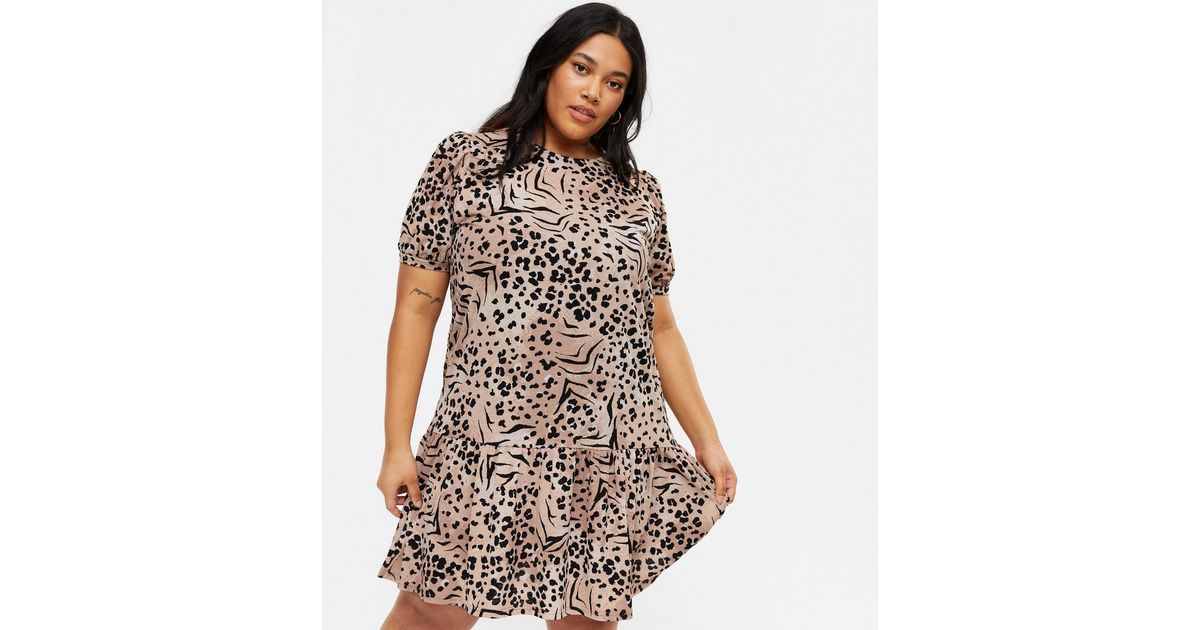 Curves Stone Mixed Animal Print Dress New Look