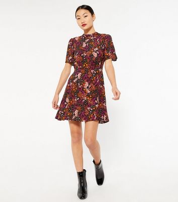 petite black floral dress