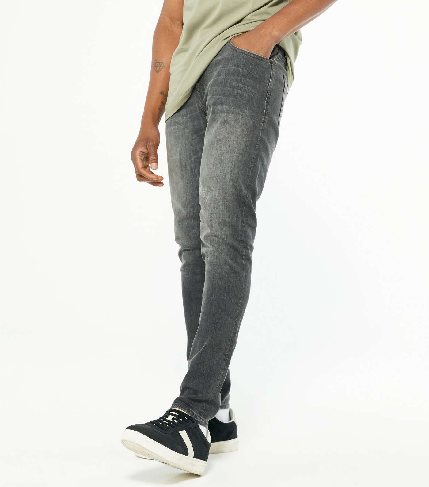 Pale Grey Washed Skinny Stretch Jeans Image 2