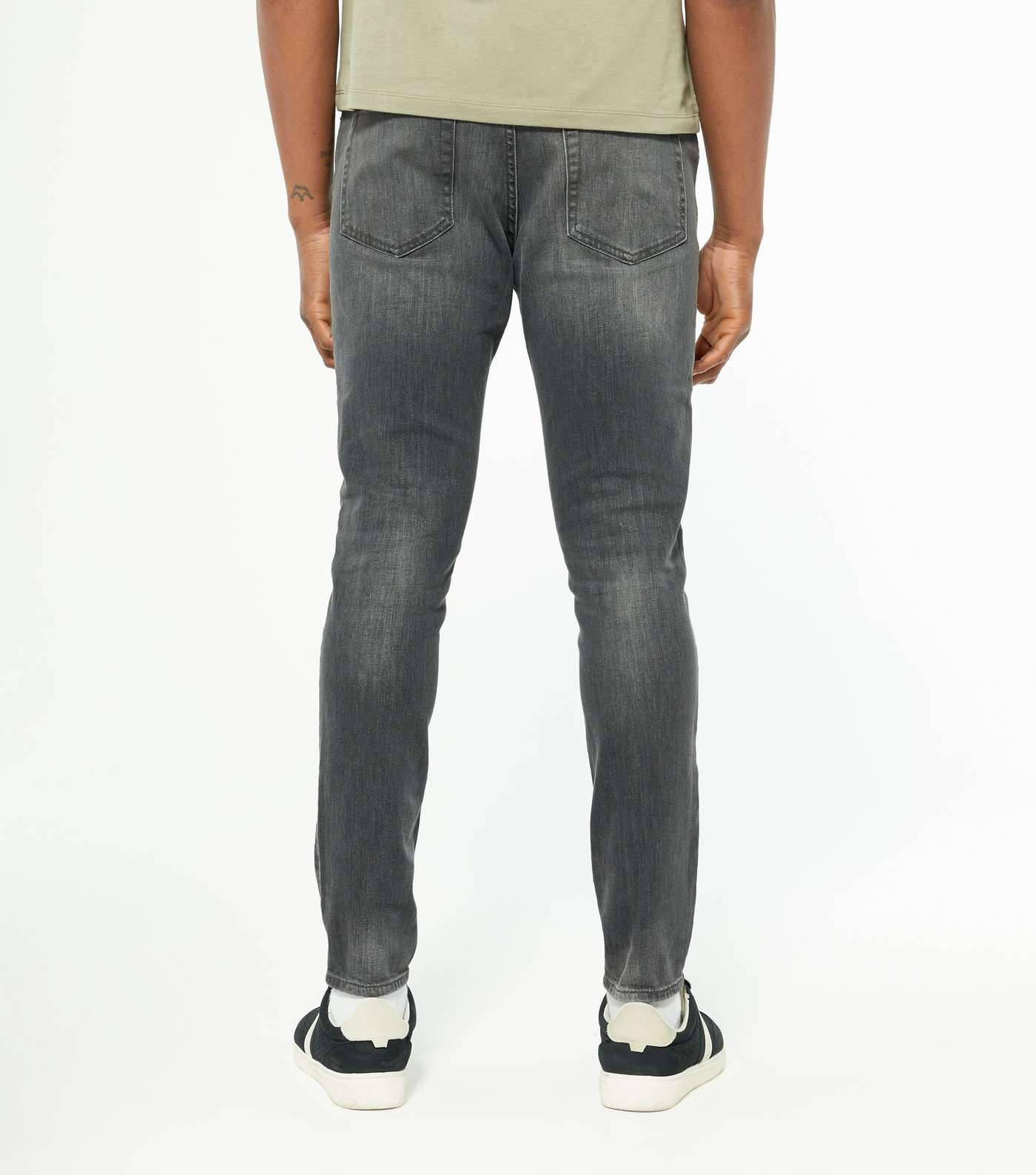 Pale Grey Washed Skinny Stretch Jeans Image 4