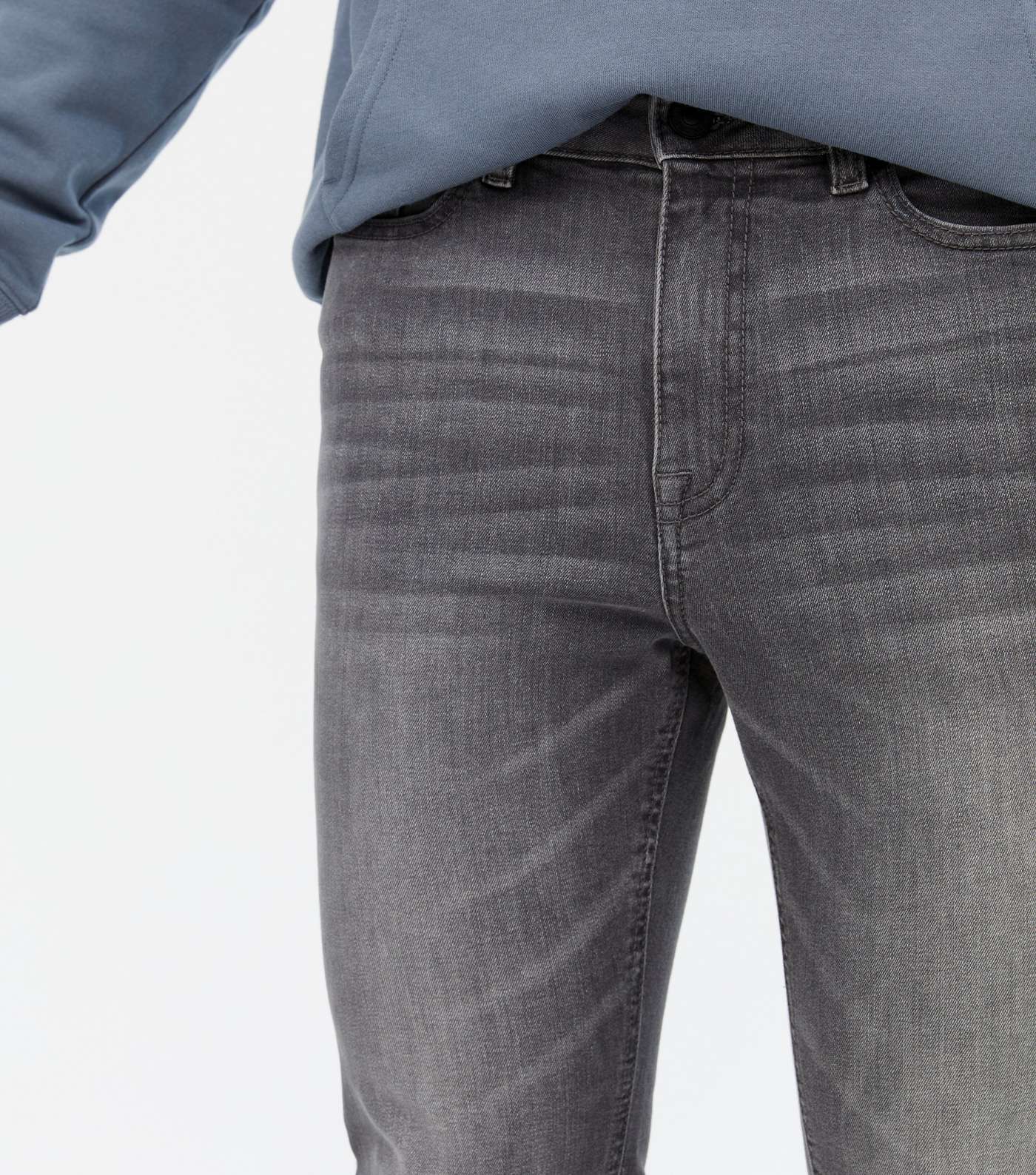 Pale Grey Washed Slim Stretch Jeans Image 3