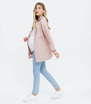Maternity Pale Pink Hooded Packable Mac 