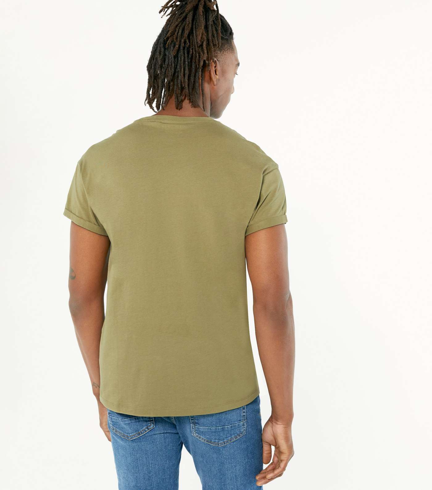 Green Roll Sleeve Crew Neck T-Shirt Image 4