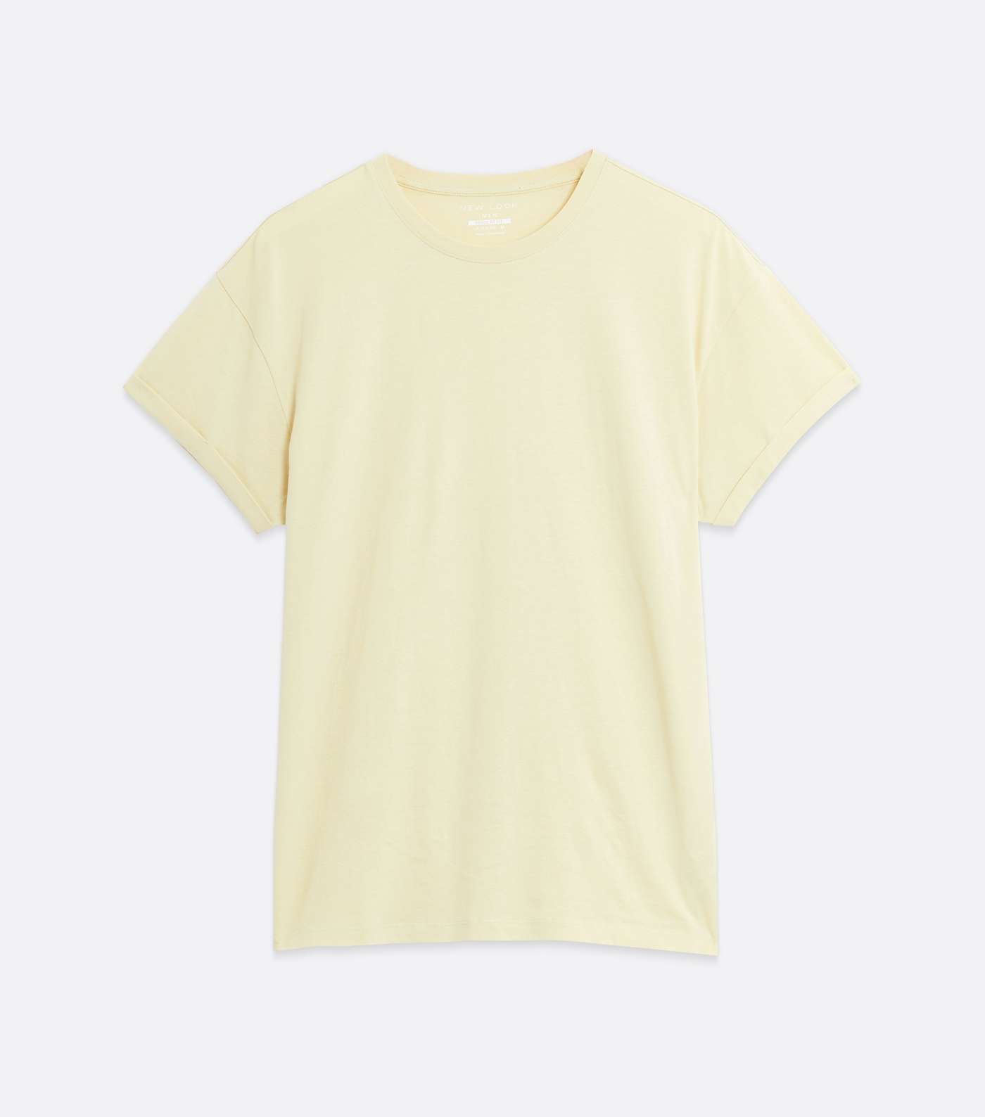 Pale Yellow Roll Sleeve Crew Neck T-Shirt Image 5