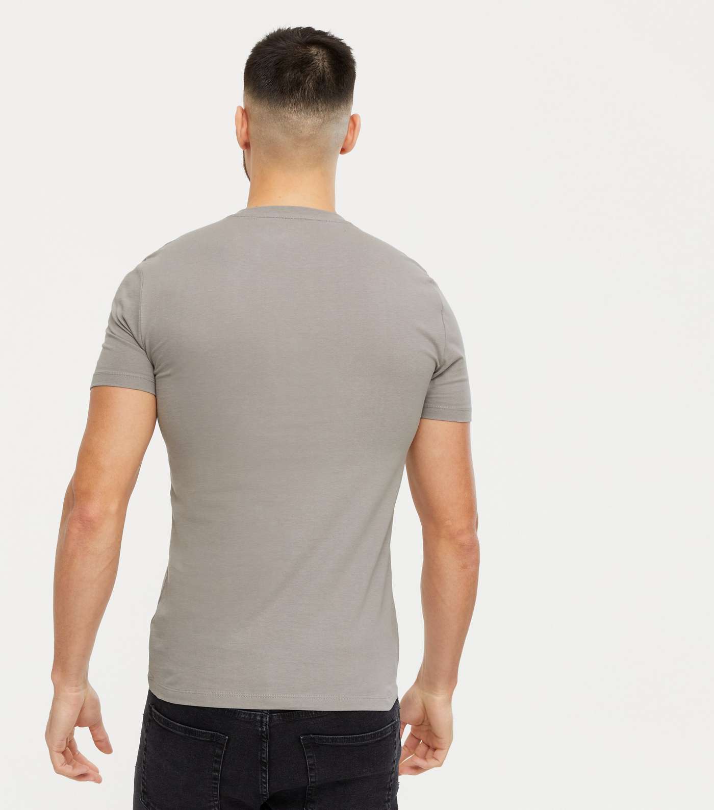 Pale Grey Crew Neck Muscle Fit T-Shirt Image 4