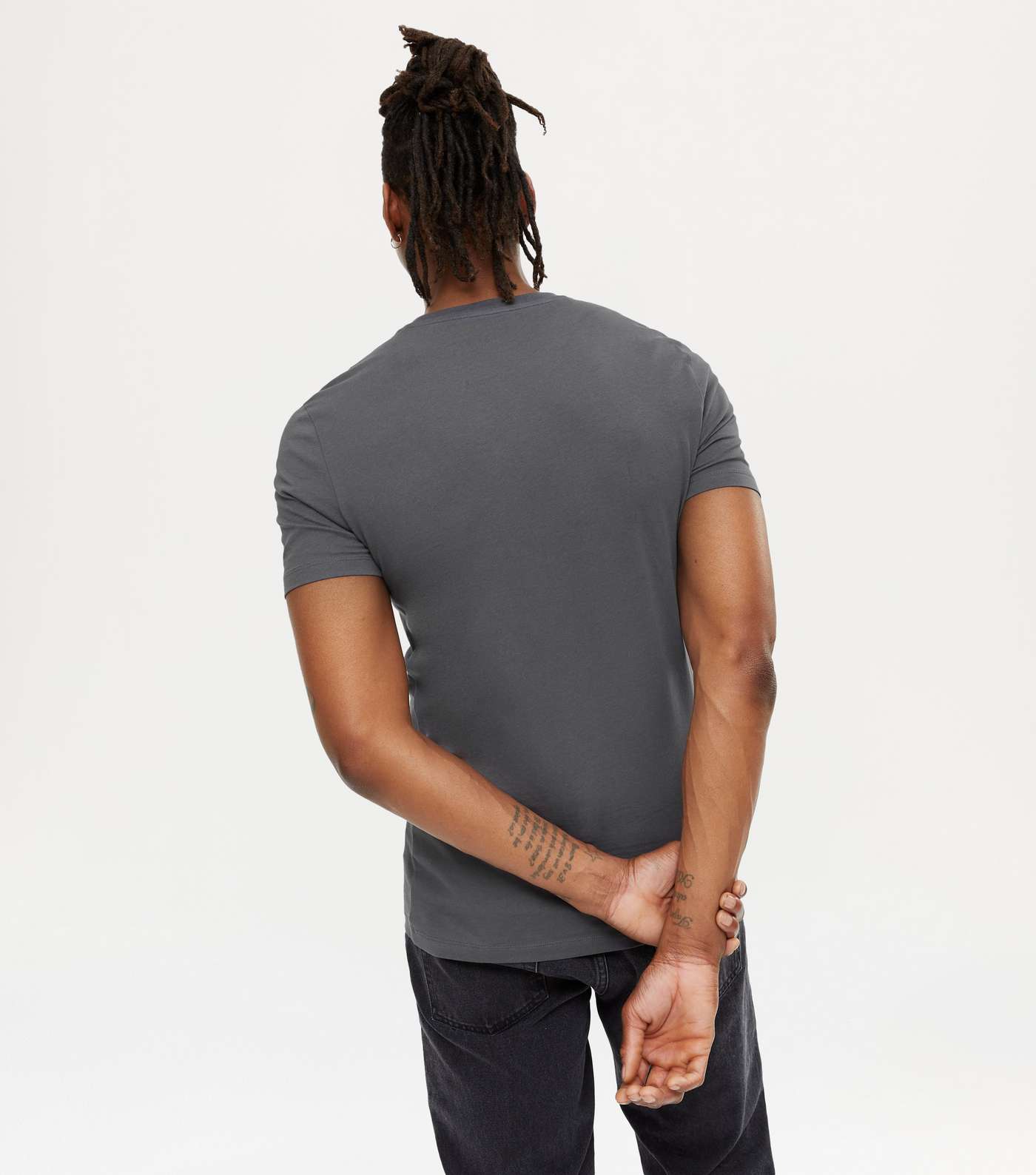 Dark Grey Crew Neck Muscle Fit T-Shirt Image 4