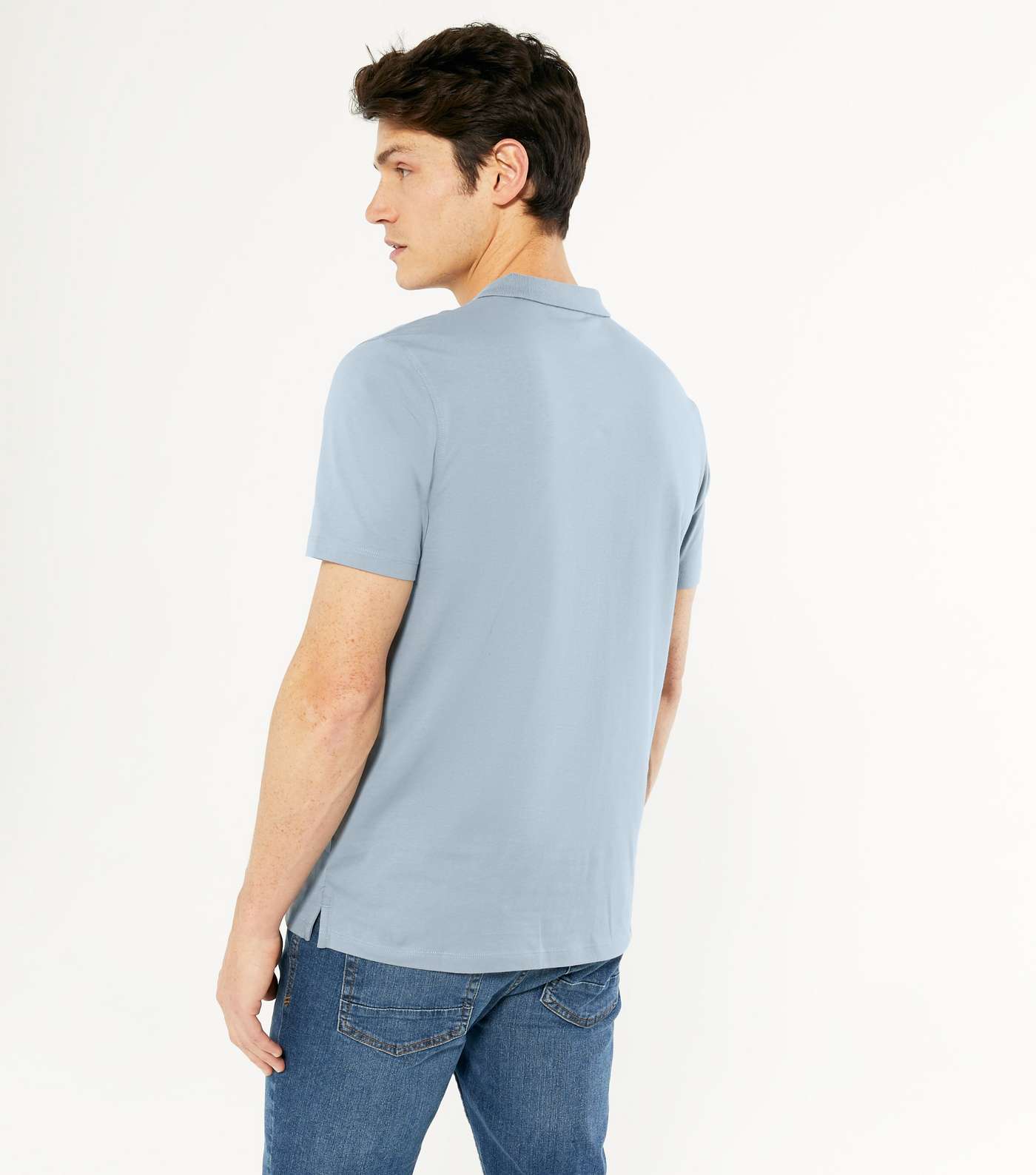 Blue Jersey Short Sleeve Polo Shirt Image 4