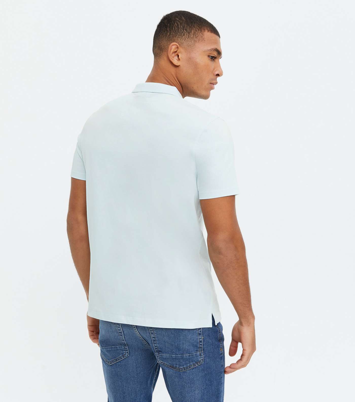 Pale Blue Jersey Short Sleeve Polo Shirt Image 4