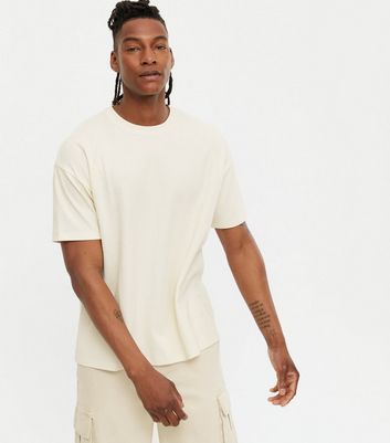 Cream Waffle Crew Neck T-Shirt | New Look