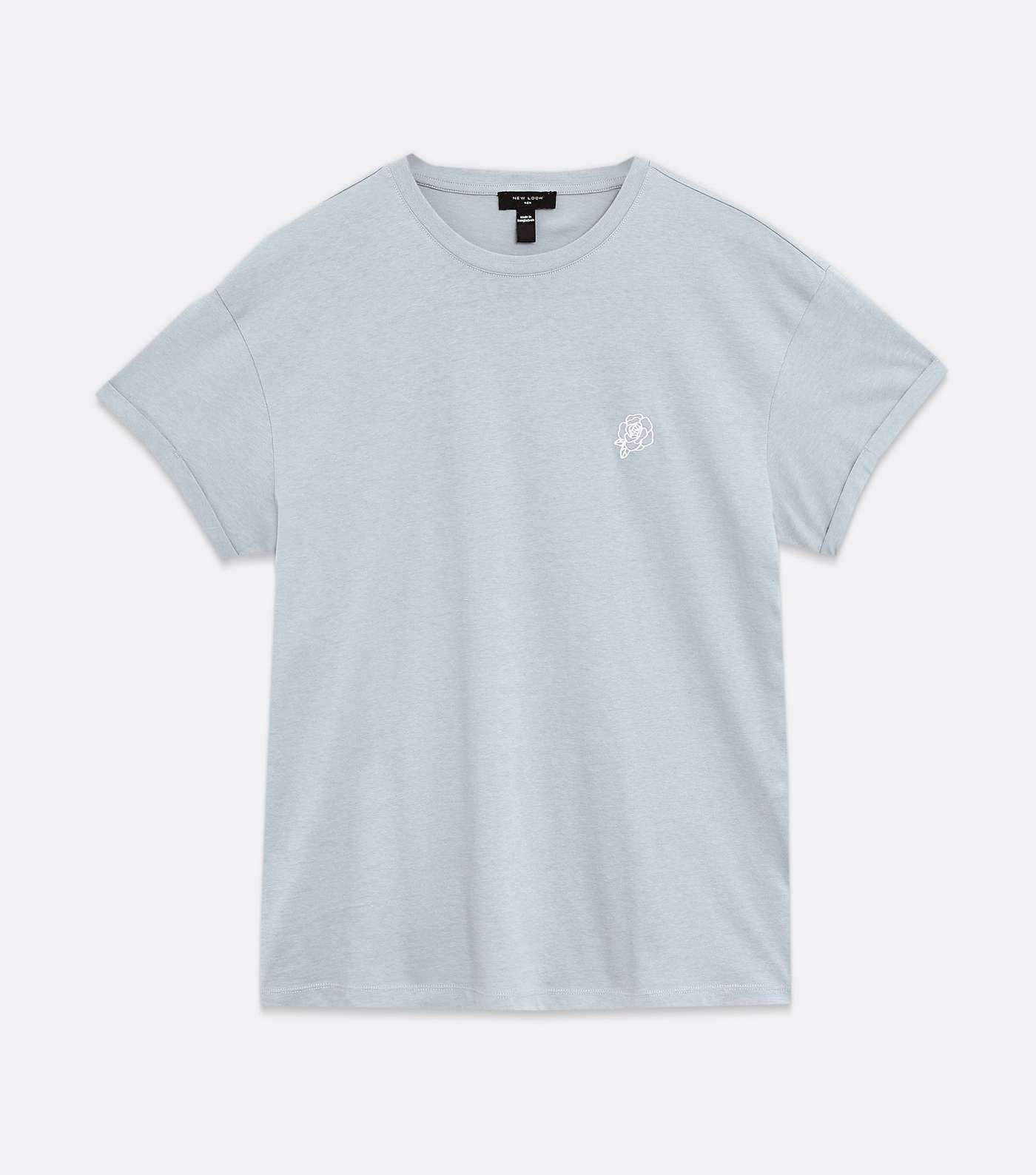 Blue Rose Embroidered Short Sleeve T-Shirt Image 5