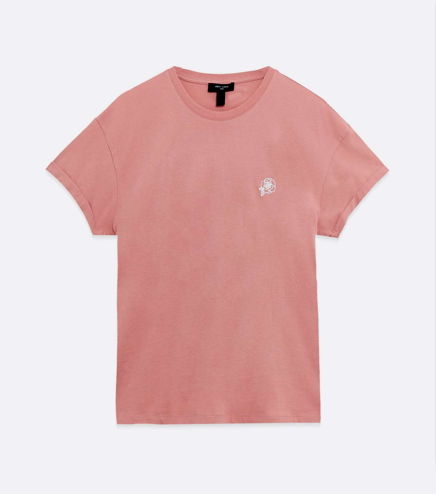 Pink Rose Embroidered Short Sleeve T-Shirt Image 5