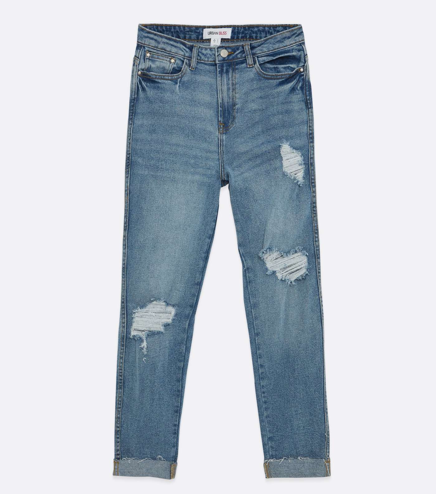 Urban Bliss Blue Ripped High Waist Slim Jeans Image 5