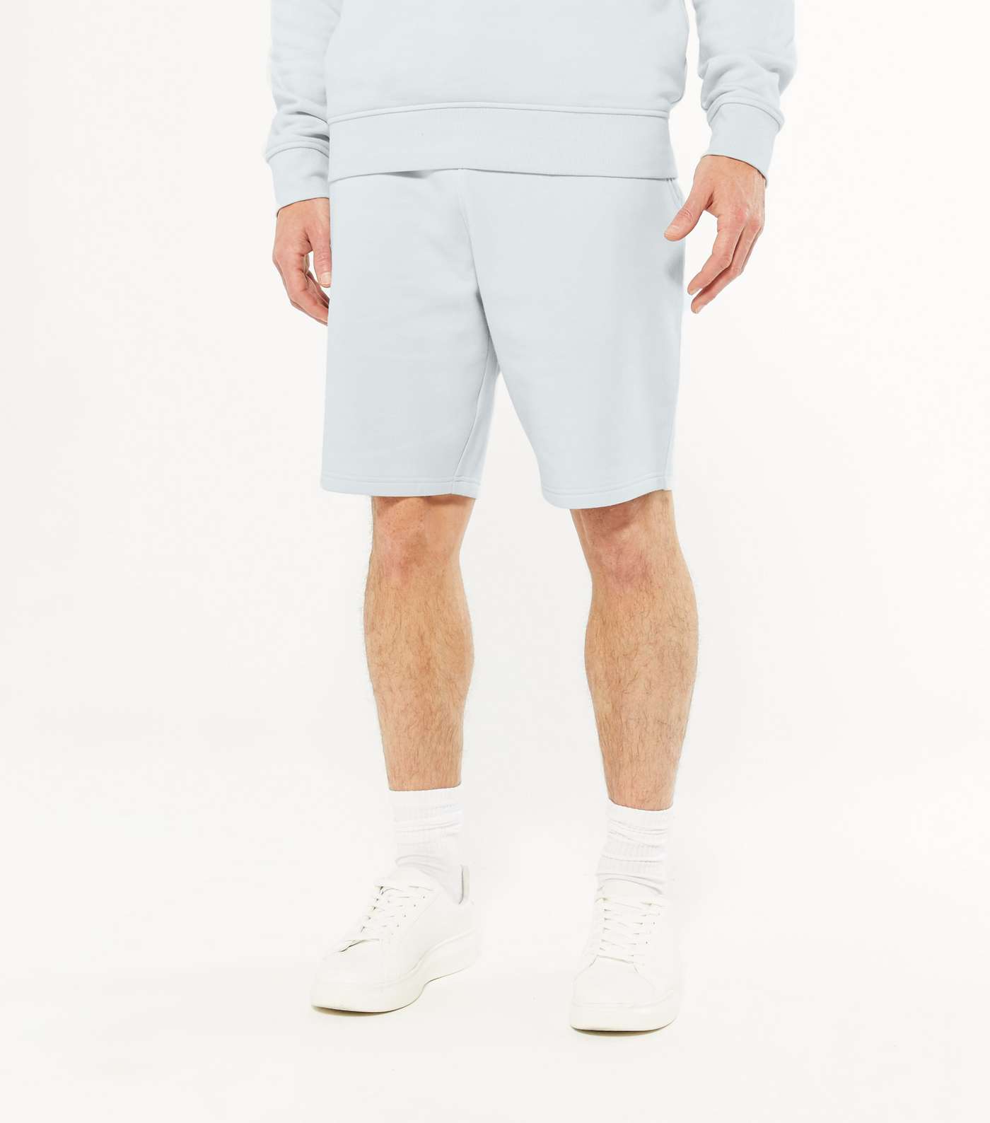 Pale Blue Jersey Tie Front Shorts 