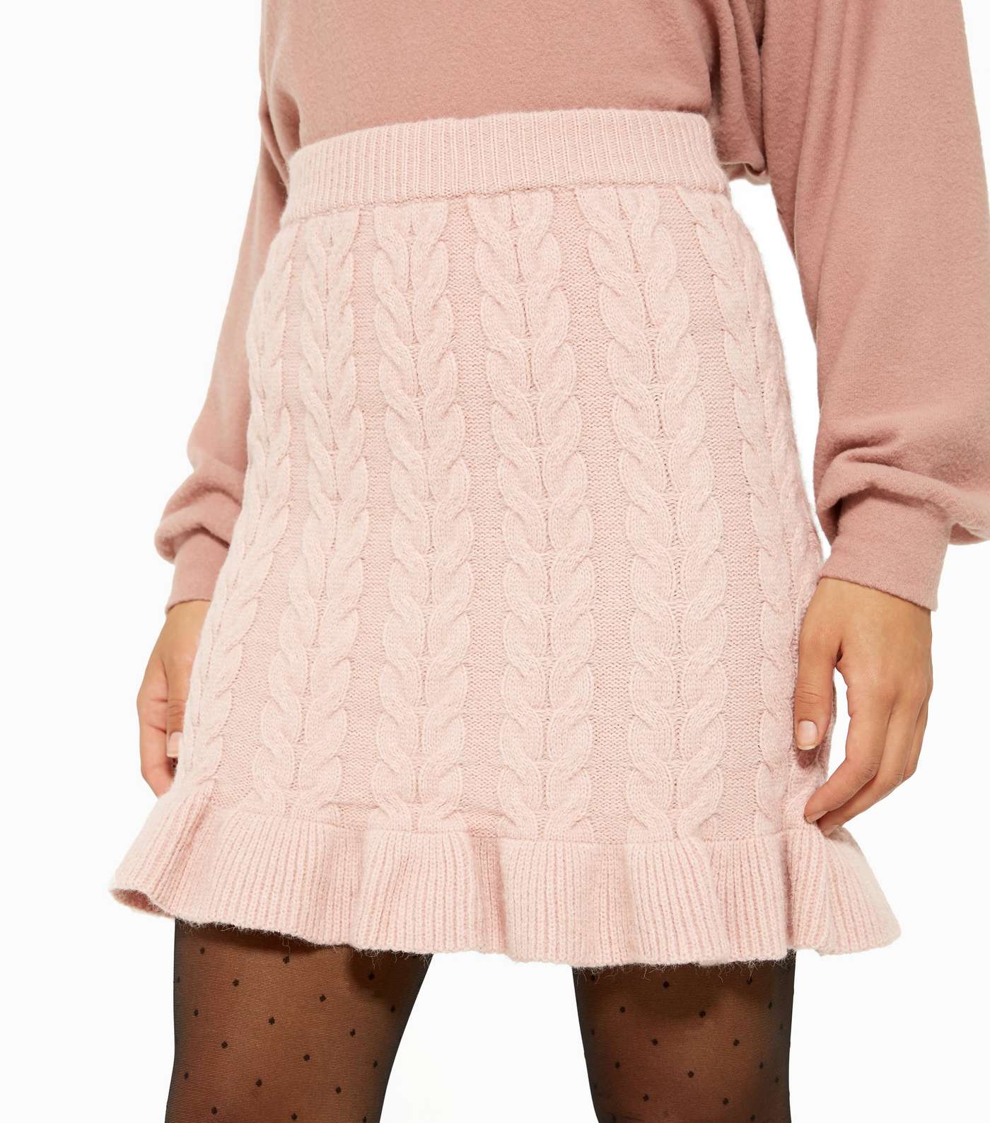 Pink Vanilla Mid Pink Cable Knit Mini Skirt Image 4